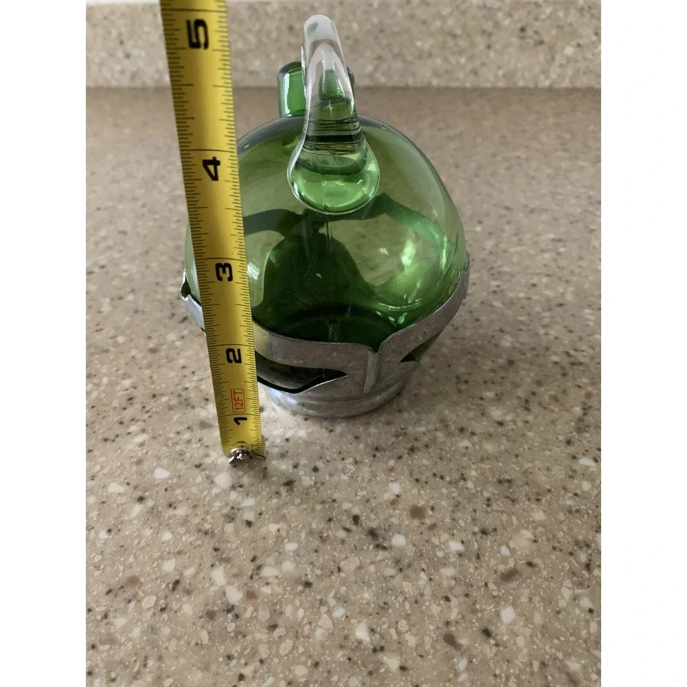 Cambridge Glass Farber Bros Tilt Green Ball Decanter Krome Kraft Art Deco 1930s